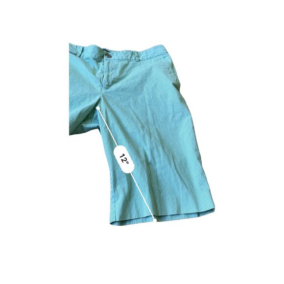 Lauren Ralph Lauren Active Bermuda Shorts Womens 10 Green White Seersucker Prepp - Picture 7 of 8